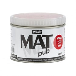 Peinture acrylique - Extra mate - Rouge vermillon - Pébéo - Mat Pub - 500ml
