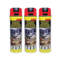 3 sprays de peinture -  Rouge fluo - Marquage - Repérage - Traceur de chantier - 500ml