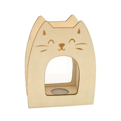 Tirelire en bois chat avec fenêtre 11 x 5 x 14 cm