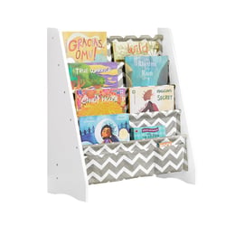 SoBuy KMB50-HG Bibliothèque Étagère à Livres Enfants Porte-revues avec 4 Compartiments Ouverts et 3 Poches