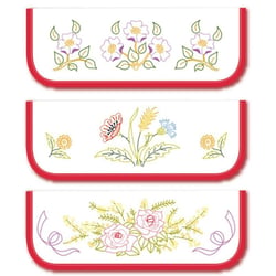 LUC - Pochettes serviettes à broder assortis thème fleurs A 6 pièces