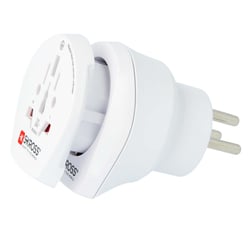 Skross Adaptateur de Voyage 2-en-1 Universel pour Israël 13A Blanc
