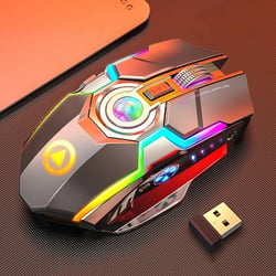 Souris Gaming Sans Fil RGB Silencieuse 1600DPI Rechargeable 7 Boutons Gris YONIS