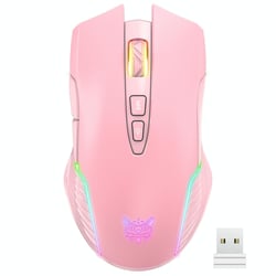 Souris Sans Fil Ergonomique Avec Éclairage RGB Et Longue Autonomie Rose YONIS