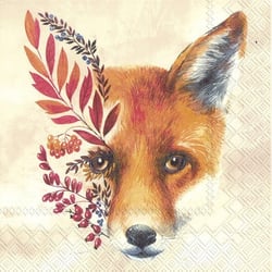 Lot de 4 serviettes en papier découpage collage 33 cm RENARD FEUILLE AUTOMNE A 406