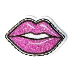 Lot de 3 écussons thermocollants lèvre rose 5x3cm
