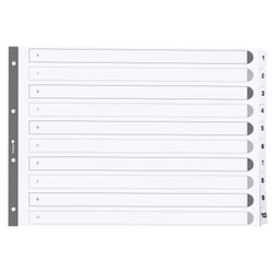 Intercalaires imprimés à touches plastifiées - 10 touches 1 à 10 - A3 - Blanc - x 10 - Exacompta