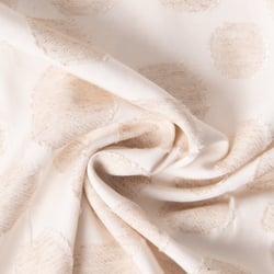 Tissu Jacquard de Viscose Lin Léontine grands pois texturés sur fond Blanc cassé