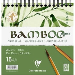 Carnet - Aquarelle - 15 x 15 cm - Spirale - 15 feuilles - Clairefontaine - Bamboo