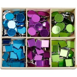Mosaïques miroirs, dim. 15 mm, ép. 2 mm, 300 pièces/ 1 Pq.