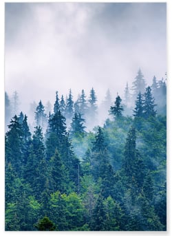 Poster Nature Paysage Montagne Brumeuse | A3 : 29,7x42cm