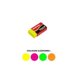 Mini gomme - Plastique - Rectangulaire - Couleurs fluo - Kores