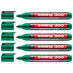 Lot de 5 marqueurs permanents - EDDING - 300 - Pointe ronde 1,5-3 mm - Vert