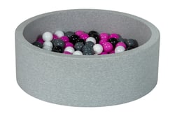 Piscine à balles Aire de jeu + 150 balles noir, blanc, rose,gris - Velinda