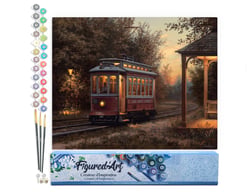 Peinture par Numéro Figured'Art - Gare de tramway - Kit de Loisir Créatif DIY Numéro d'Art Complet - 40x50cm sans châssis en bois