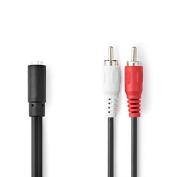 Nedis Câble adaptateur audio 2 RCA vers jack 3,5 mm femelle 20 cm Noir
