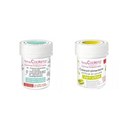 2 colorants alimentaires en poudre - vert citron-vert d'eau