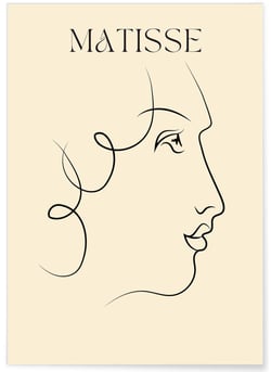 Affiche Matisse 'Profil Élégant' – Ligne fine et épurée | A3 : 29,7x42cm