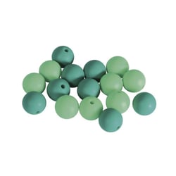 Perles en silicone, 12mm ø, tons turquoises, 16 pces