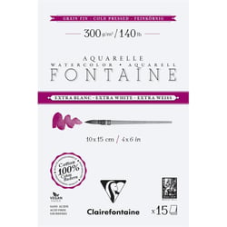 Bloc - Peinture aquarelle - Grain fin - 10x15cm - 300g - Clairefontaine - Fontaine