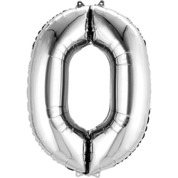Ballon Géant Chiffre 0 Argent (88 cm)