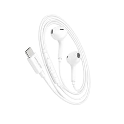 Mayaxess Écouteurs Filaires pour iPhone 16e USB-C avec Micro intégré Blanc