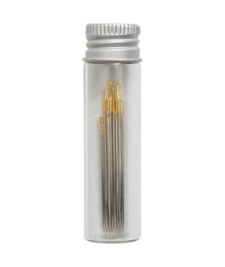 Tube en verre de 10 aiguilles à broder 3-9 - Collection fleurs bleues - Hobby Gift