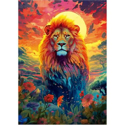Puzzle majestueux lion au couche du soleil 500 pièces - collection animaux de la savane - educa - 20261