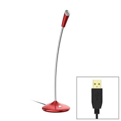 Microphone USB Ajustable Avec Carte Son Intégrée Pour Diffusion et Jeux Rouge YONIS