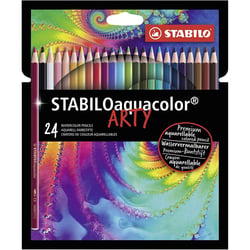 Lot de 6 étuis de 24 crayons de couleur aquarellables STABILO aquacolor ARTY assortis