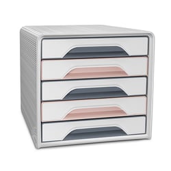 Bloc de classement 5 tiroirs standards Smoove Blanc gris et rose - CEP
