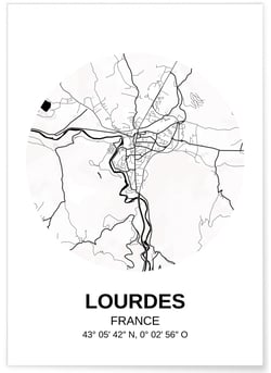 Affiche Carte Lourdes | A3 : 29,7x42cm