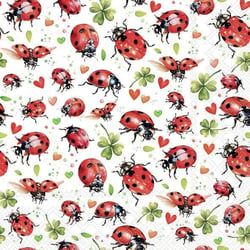Lot de 4 serviettes en papier découpage collage 33 cm COCCINELLE TREFLE A 107