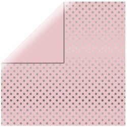 Papier scrapbooking "Silver Foil Dots", rose tendre, 30,5x30,5cm, 180g / m² - lot de 15 feuilles