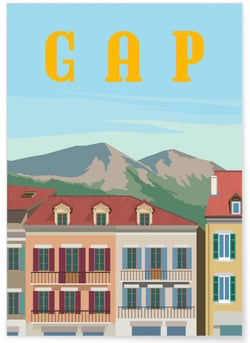 Affiche ville Gap | A3 : 29,7x42cm