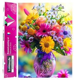Diamond Painting Broderie Diamant LUMINLIFE 70x50cm, 5D, diamants ronds - Bouquet coloré