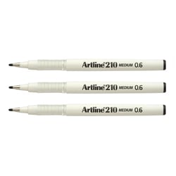 Lot de 3 stylos feutres permanents - ARTLINE - Pointe 0,6 mm - Noir - 210
