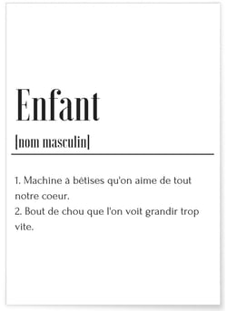 Affiche Définition Enfant | A3 : 29,7x42cm