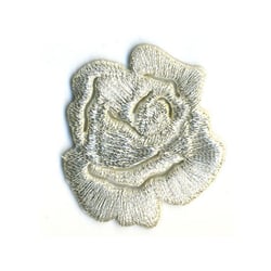 Ecusson thermocollant petite rose nacre - lurex 3x3.5cm