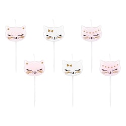 6 Mini Bougies Mademoiselle Chat (7 cm)