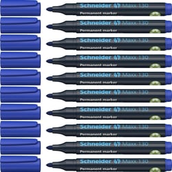 Lot de 10 marqueurs permanents pointe ogive 1-3 mm - SCHNEIDER - Maxx 130 - Bleu