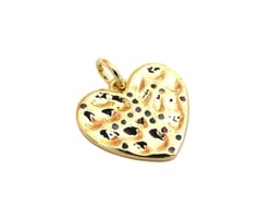 1 Pendentif coeur martelé 17*15mm doré et zircons multicolores
