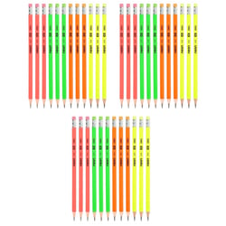 Crayon graphite HB DELI - Corps triangulaire - Couleurs néon - Bout gomme - Lot de 36