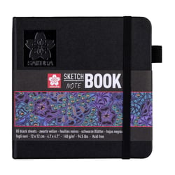 Carnet - Croquis - Dessin - Notes - 12x12cm - 80pages - Couverture noire - Sakura