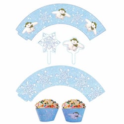 Kit 12 Wrappers et Déco Cupcakes Flocons de Neige
