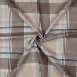 Tissu Lin Viscose Tartan Ecossais sur fond Taupe