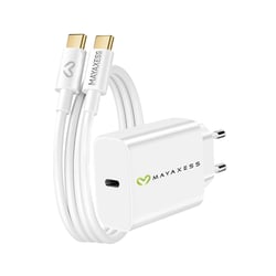 Mayaxess Chargeur Secteur pour Reno 14 20W + Câble USB-C 1m Blanc