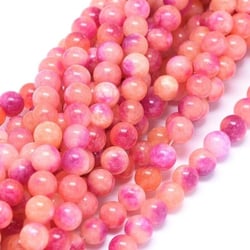 Fil de 46 perles ronde naturelle jade teintée fabrication bijoux 8 mm SAUMON FUSHIA