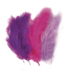 Mélange de plumes duvetées, mauve / rose foncé / lilas, 10 - 15 cm, 15 pièces
