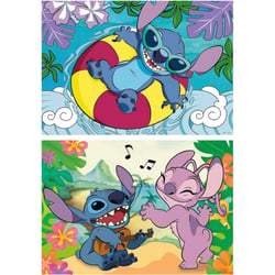 2 puzzles stitch et angel sur l'eau et joue de la musique x 100 pièces - dessin animé - educa - 19998